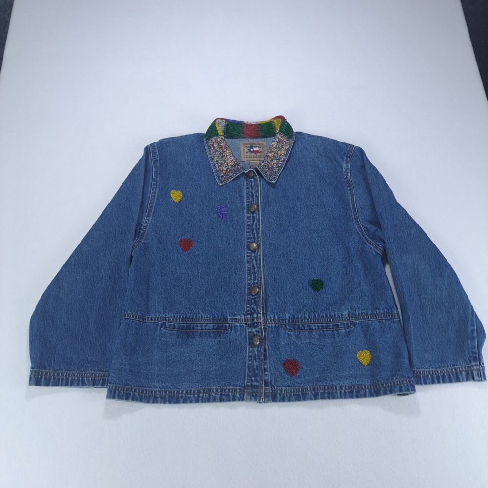 Don't Mess with Texas Denim Jacket‎ Womens Large Stargazer Embroidered Beaded